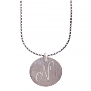 Personalised initials silver disc pendant