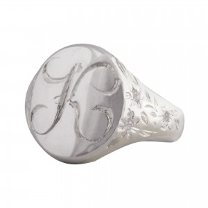 Personalised initials signet ring with diamond stones 